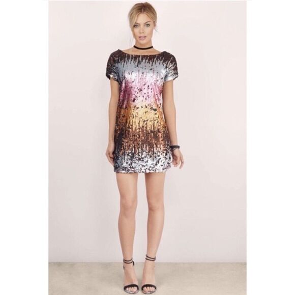 Tobi Shine Me‎ Up Sequin Mini Shift Dress XS NWT - Picture 1 of 13
